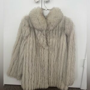 Saga Fox Fur blue fox Teddy Jacket mid length. Size small. great condition